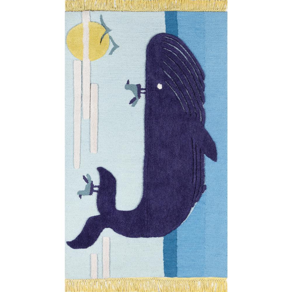 Contemporary Rectangle Area Rug, Blue, 5' X 7'. Picture 1