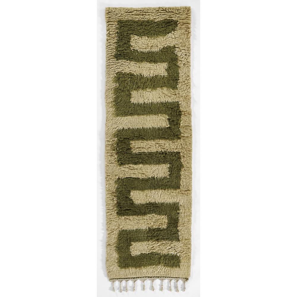 Contemporary Runner Area Rug, Green, 2'6" X 8' Runner. Picture 5