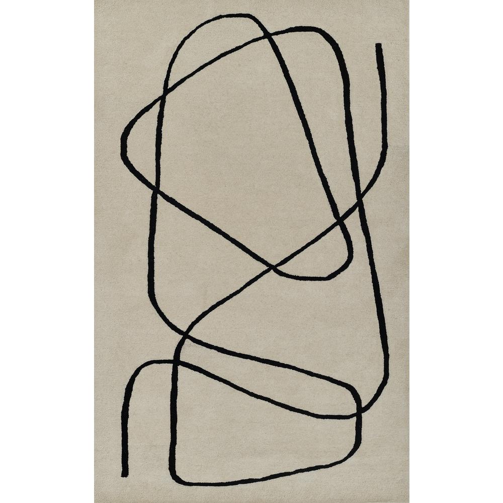 Contemporary Rectangle Area Rug, Ivory, 3'6" X 5'6". Picture 1