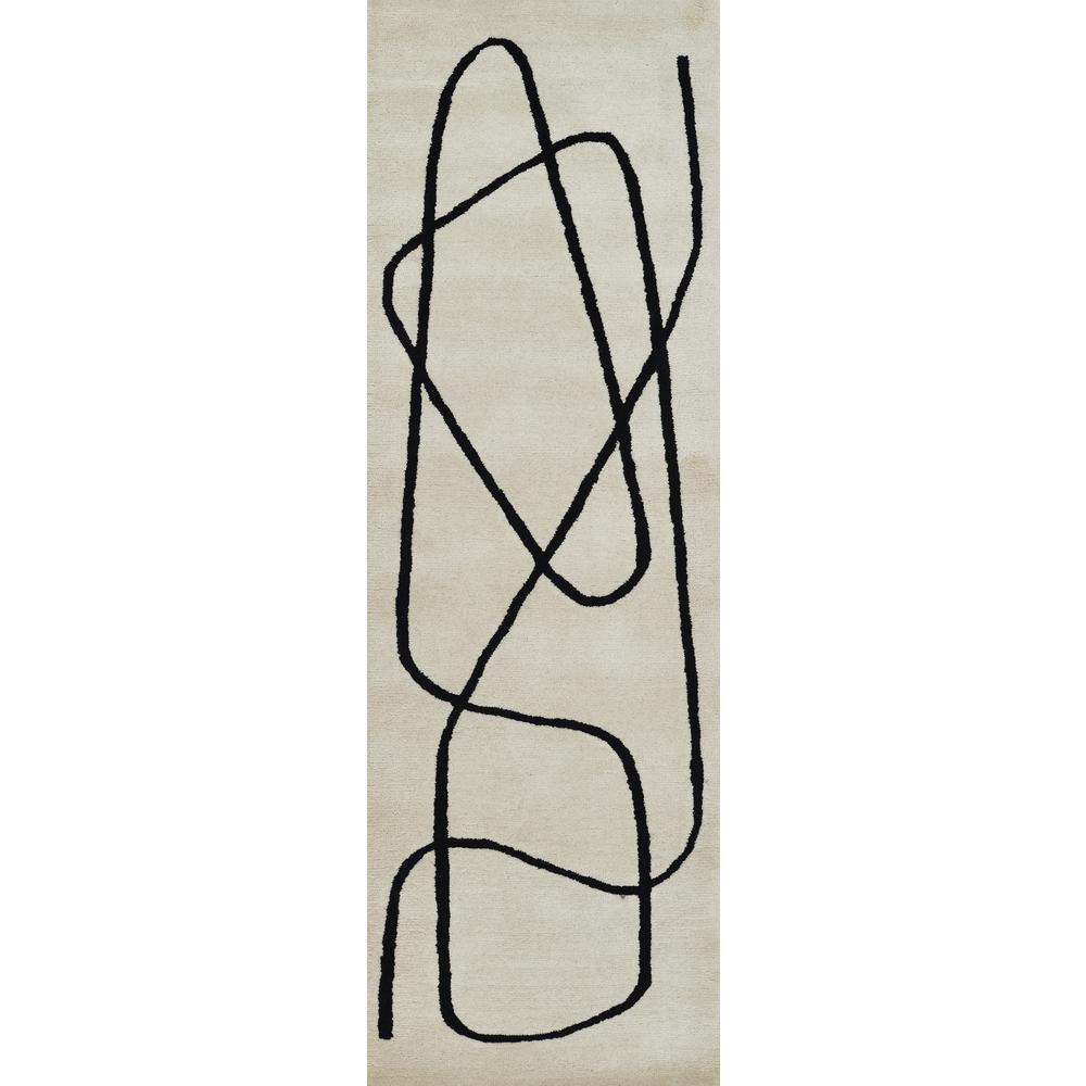 Contemporary Rectangle Area Rug, Ivory, 3'6" X 5'6". Picture 5