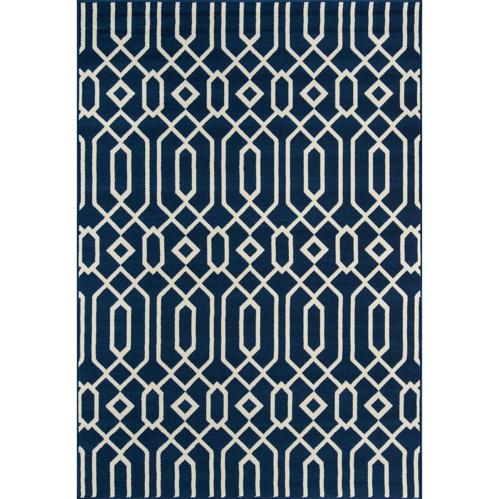 Contemporary Rectangle Area Rug, Navy, 3'11" X 5'7". Picture 1