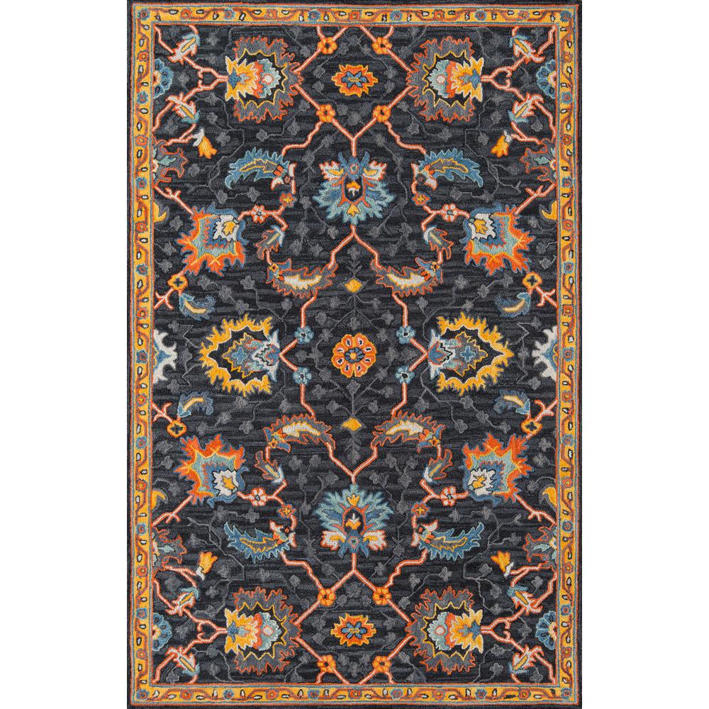 Traditional Rectangle Area Rug, Charcoal, 5' X 8'. Picture 1