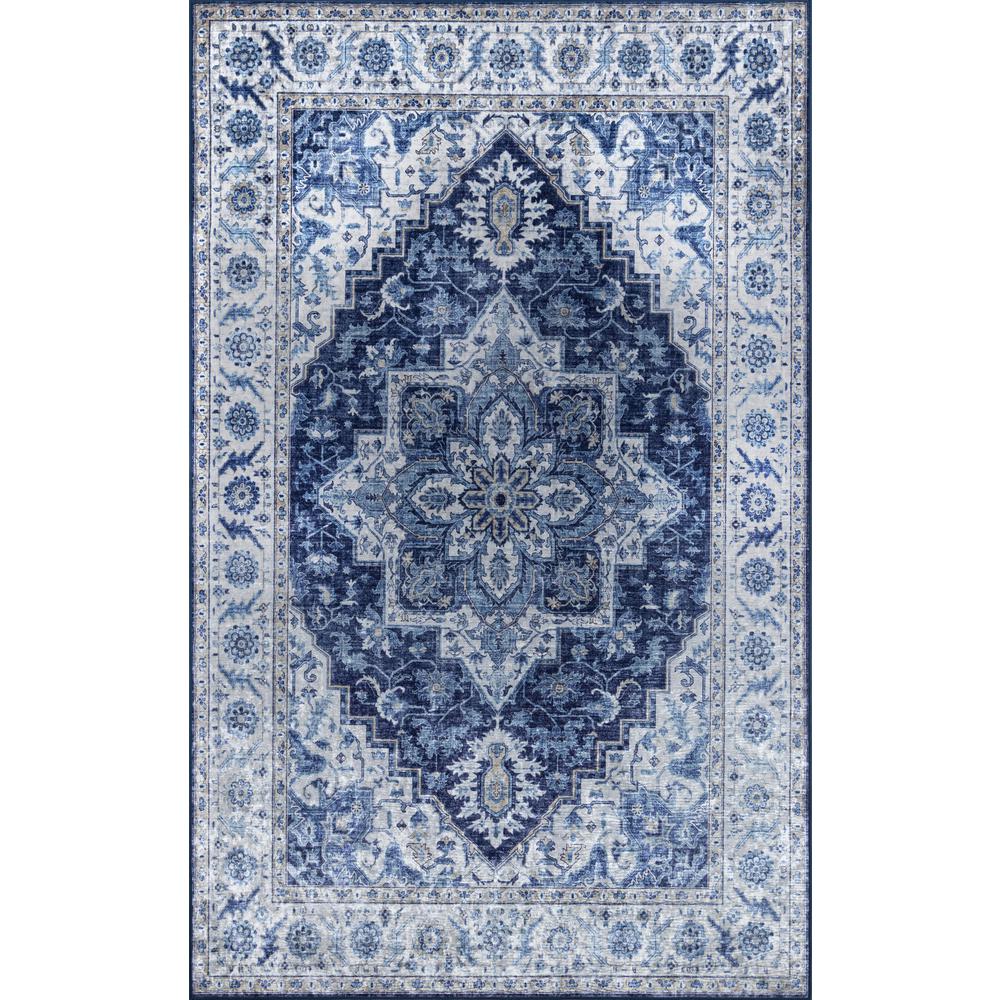 Traditional Rectangle Area Rug, Blue, 5' X 8'. Picture 1