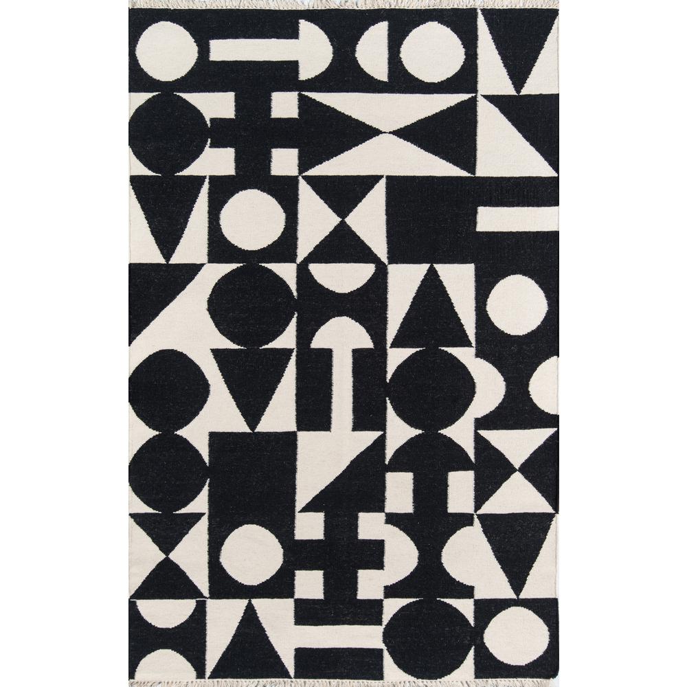 Contemporary Rectangle Area Rug, Black, 5' X 7'6". Picture 1