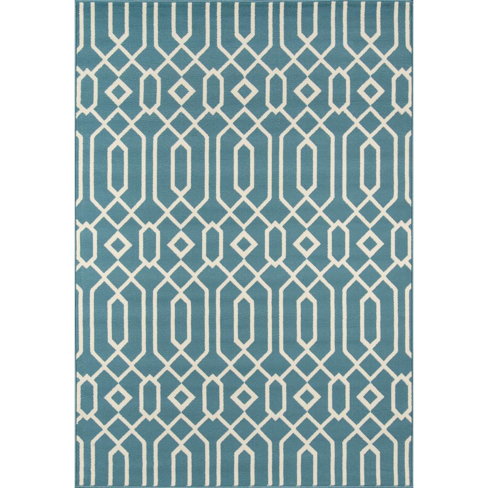 Contemporary Rectangle Area Rug, Blue, 5'3" X 7'6". Picture 1