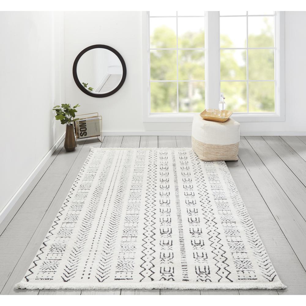 Modern Runner Area Rug, Ivory, 2'3" X 7'6" Runner. Picture 6