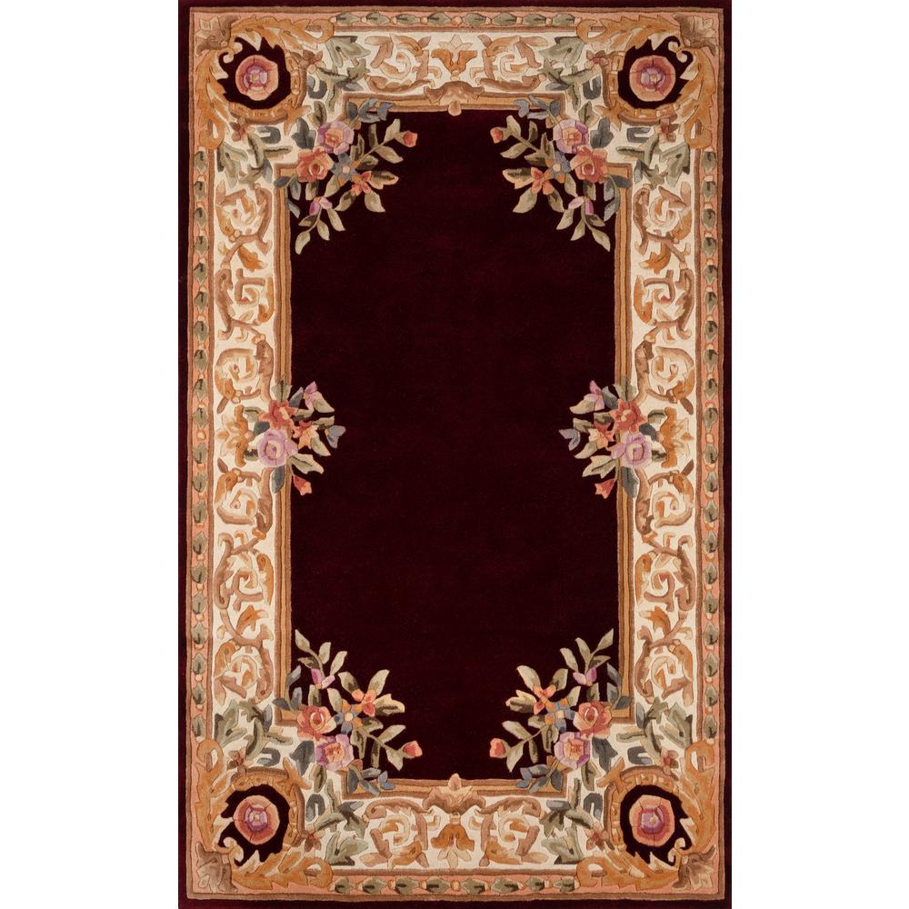 Transitional Rectangle Area Rug, Burgundy, 5' X 8'. Picture 1