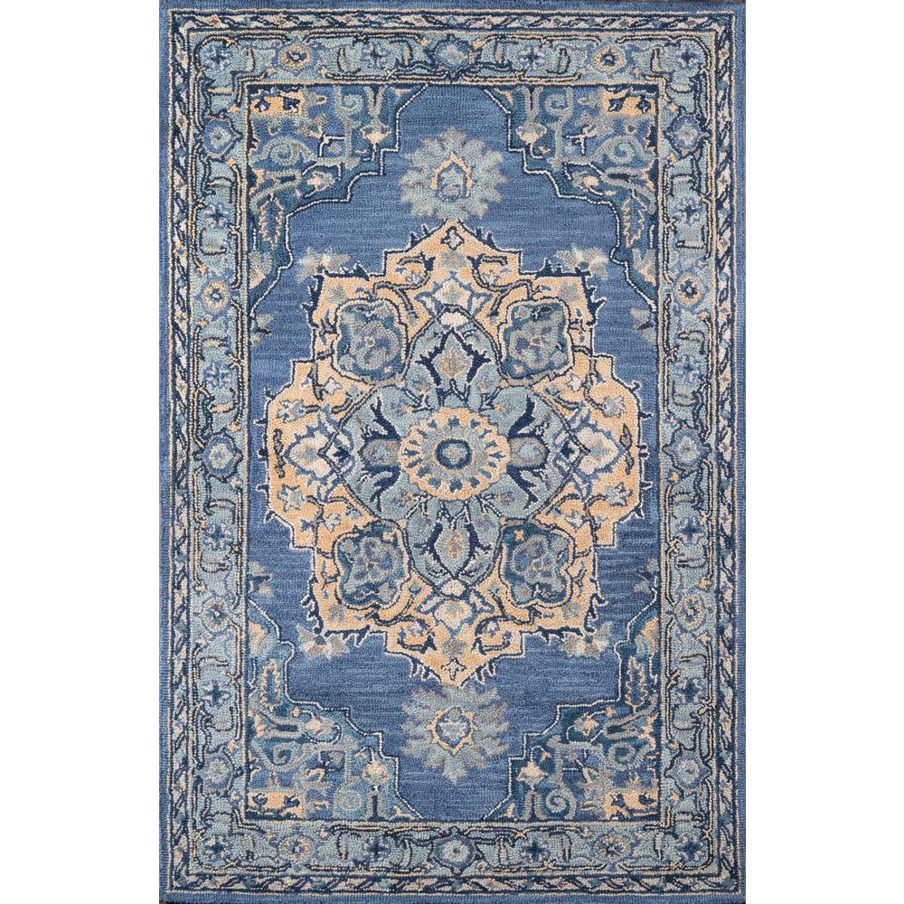 Traditional Rectangle Area Rug, Denim, 6' X 9'. Picture 1