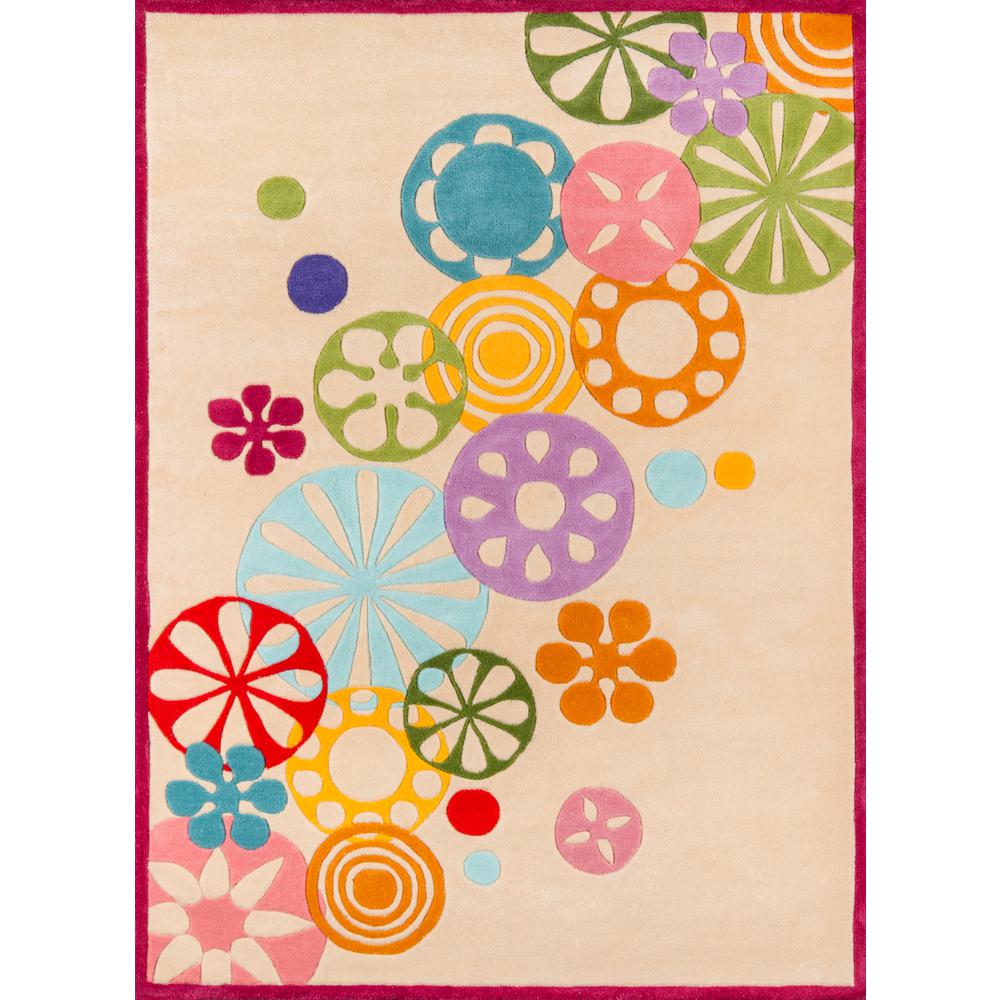 Contemporary Rectangle Area Rug, Ivory, 5' X 7'. Picture 1
