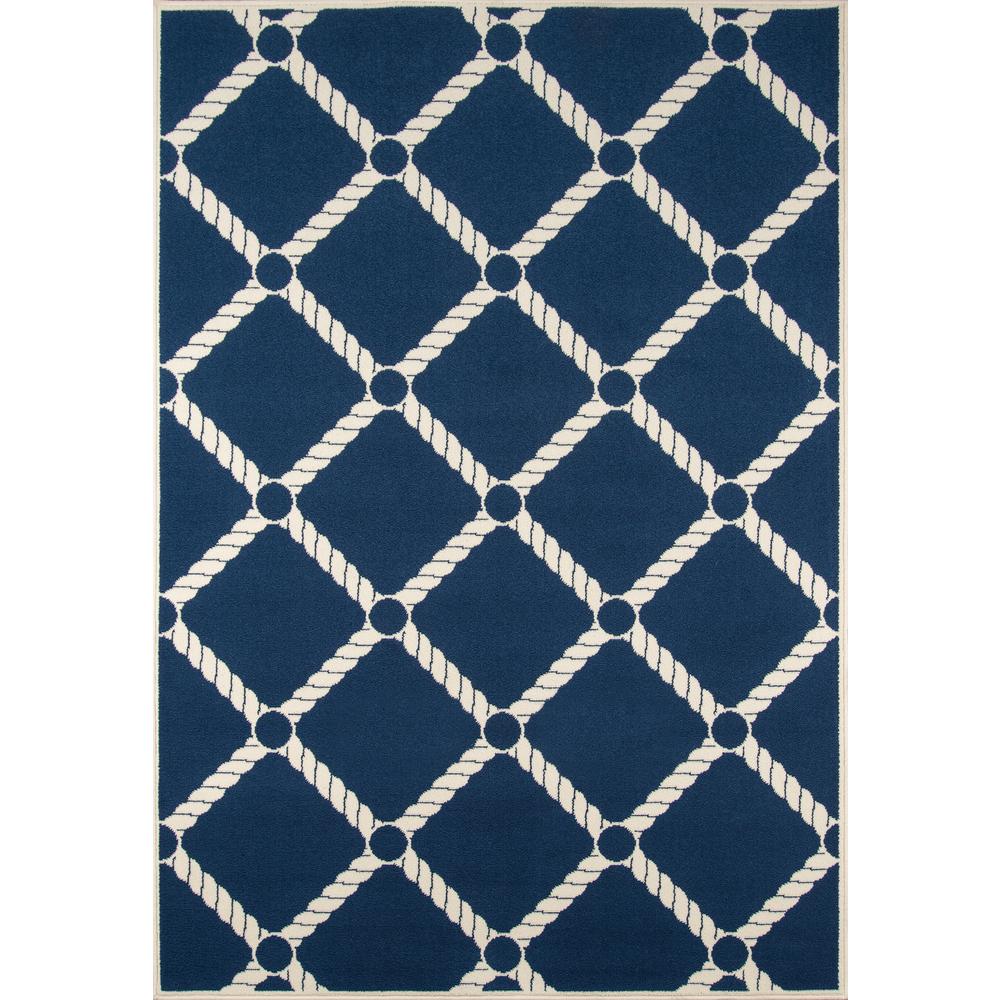 Contemporary Rectangle Area Rug, Navy, 6'7" X 9'6". Picture 1