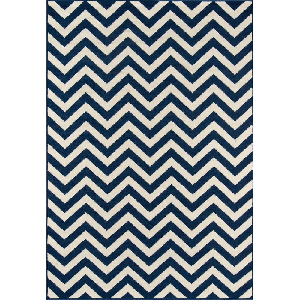 Contemporary Rectangle Area Rug, Navy, 6'7" X 9'6". Picture 1