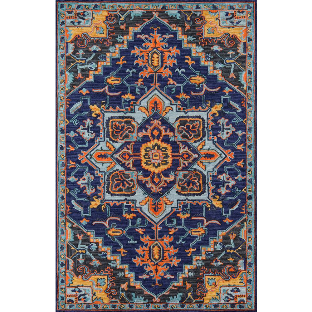 Traditional Rectangle Area Rug, Navy, 8' X 10'. Picture 1