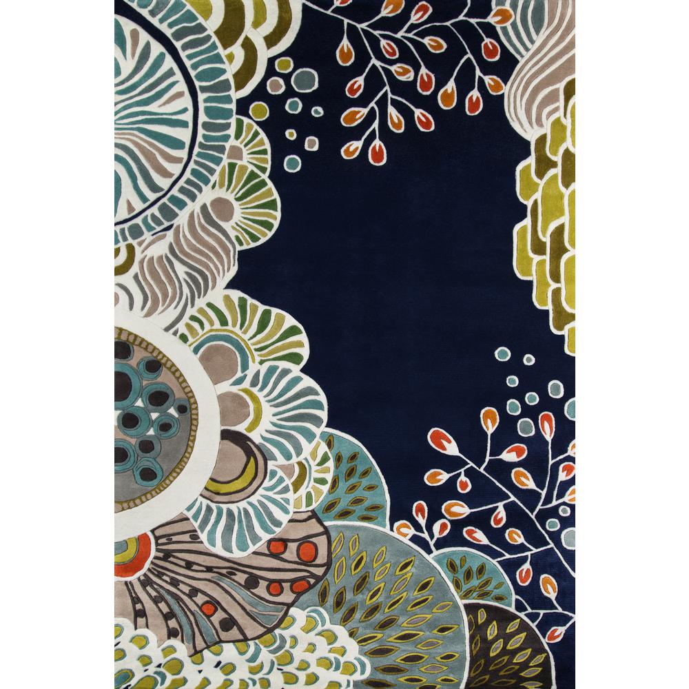 Casual Rectangle Area Rug, Navy, 8' X 11'. Picture 1