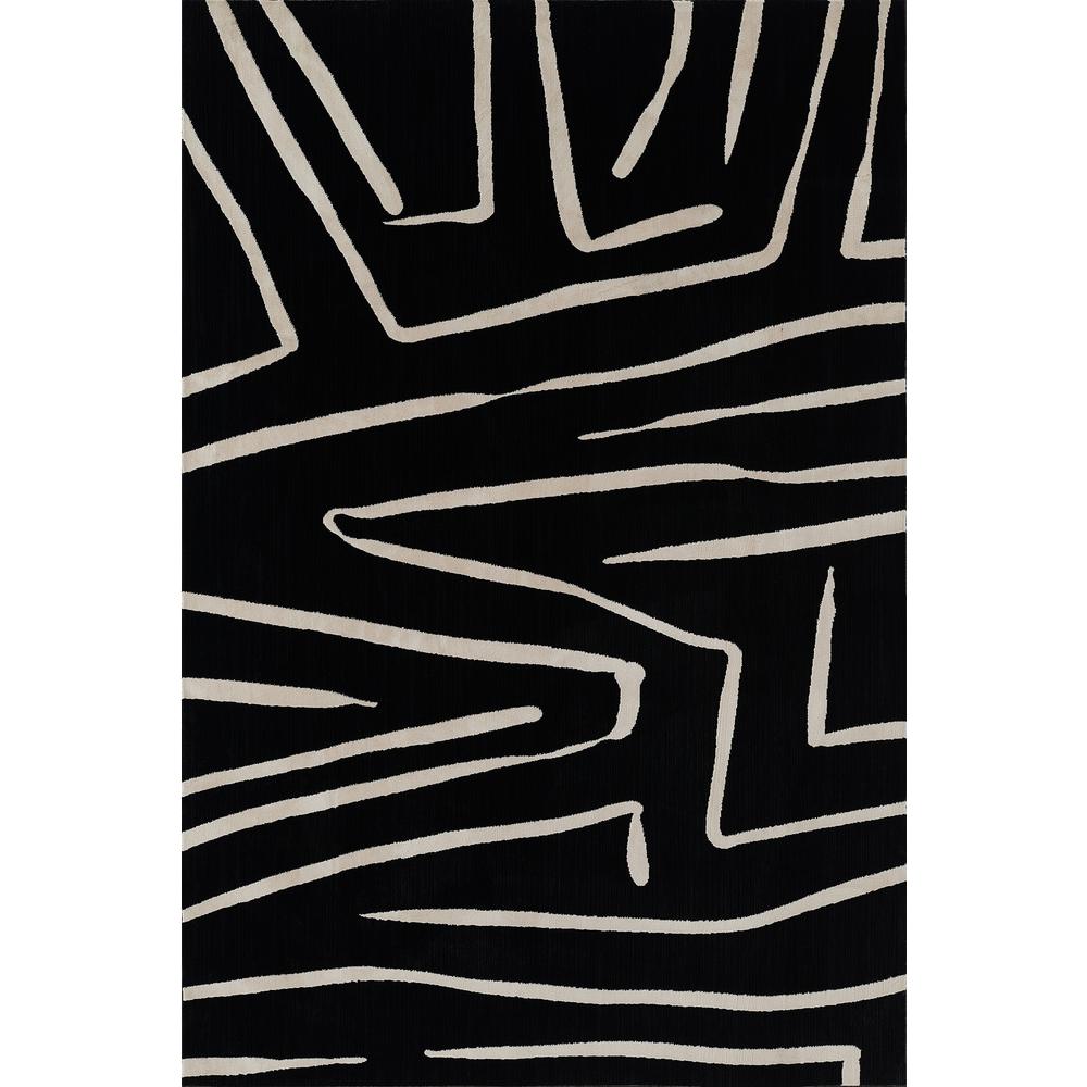 Contemporary Rectangle Area Rug, Black, 2' X 3'. Picture 1