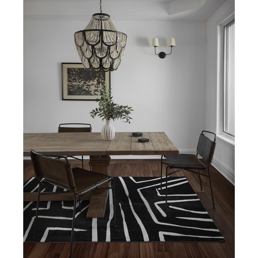 Contemporary Rectangle Area Rug, Black, 2' X 3'. Picture 10