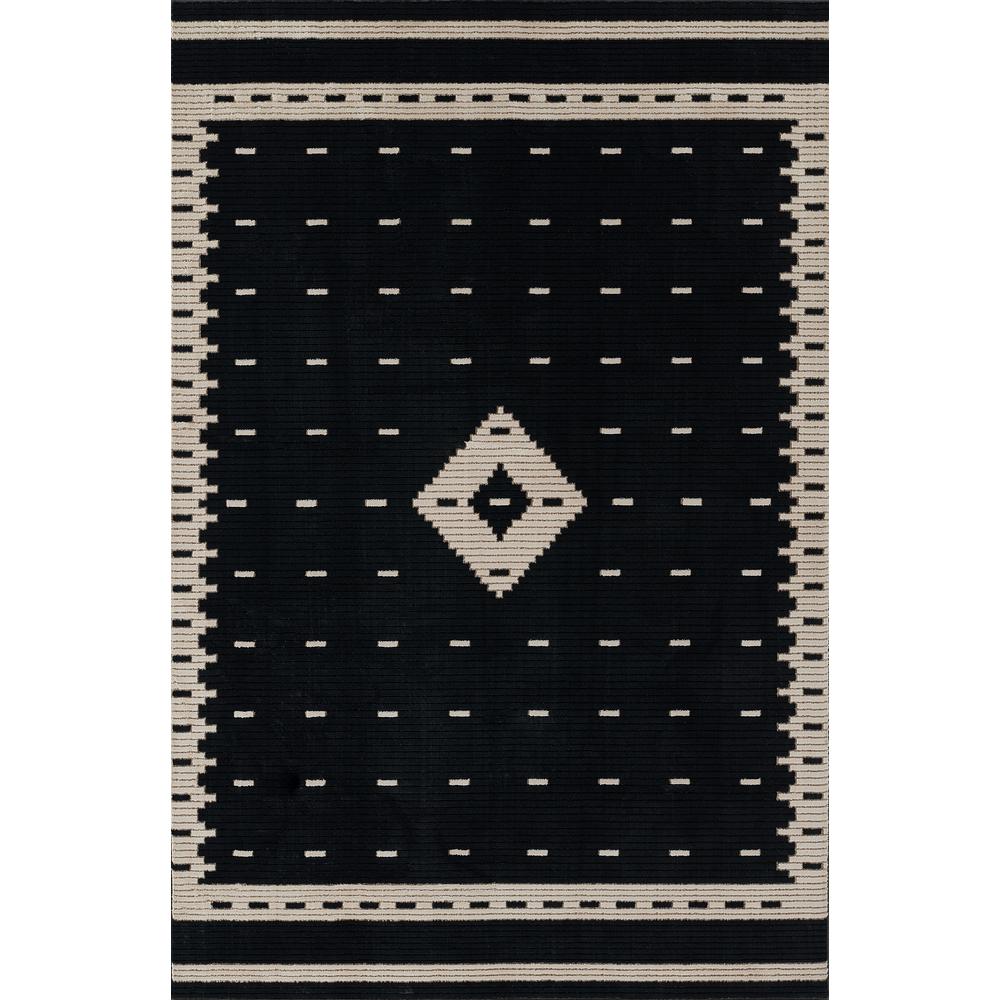 Contemporary Rectangle Area Rug, Black, 2' X 3'. Picture 1