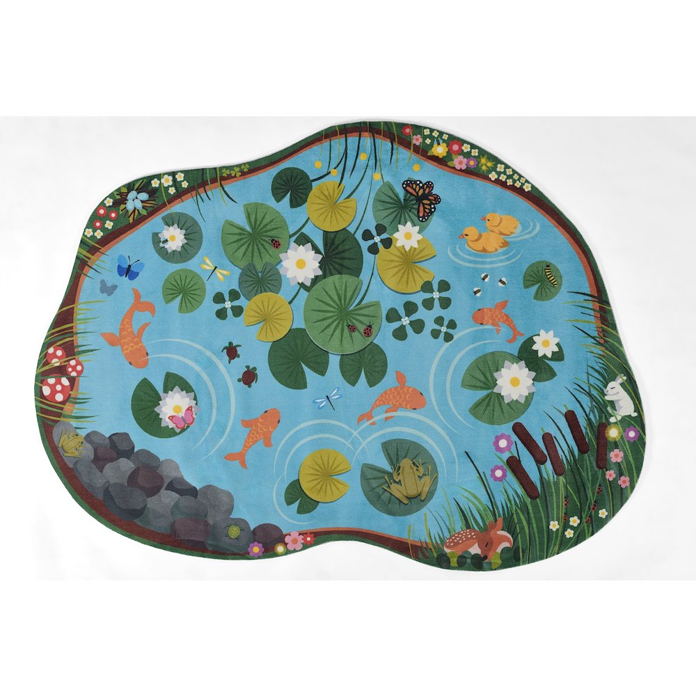 Playground Pond Blue Kid Rug 6' X 8'2". Picture 1