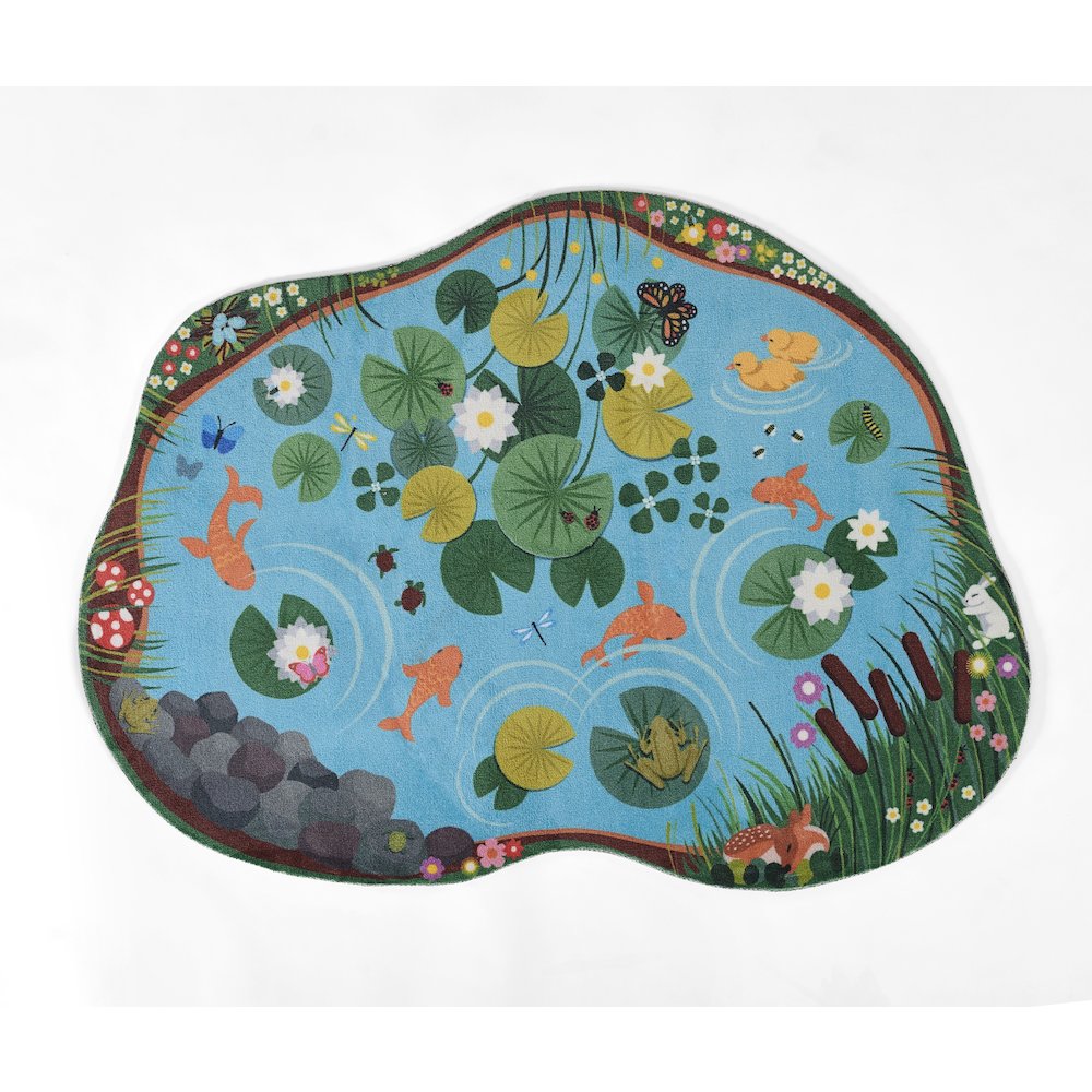 Playground Pond Blue Kid Rug 4' X 5'4". Picture 1