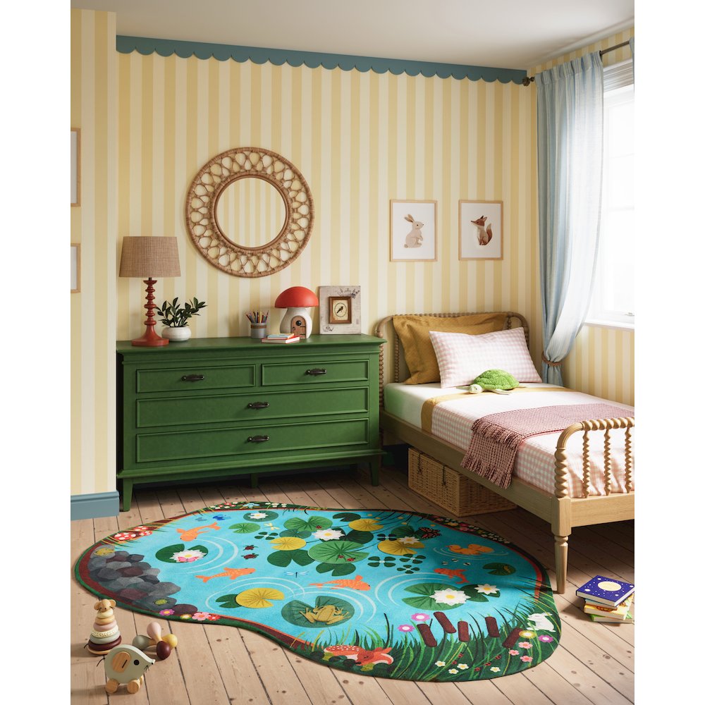 Playground Pond Blue Kid Rug 4' X 5'4". Picture 9