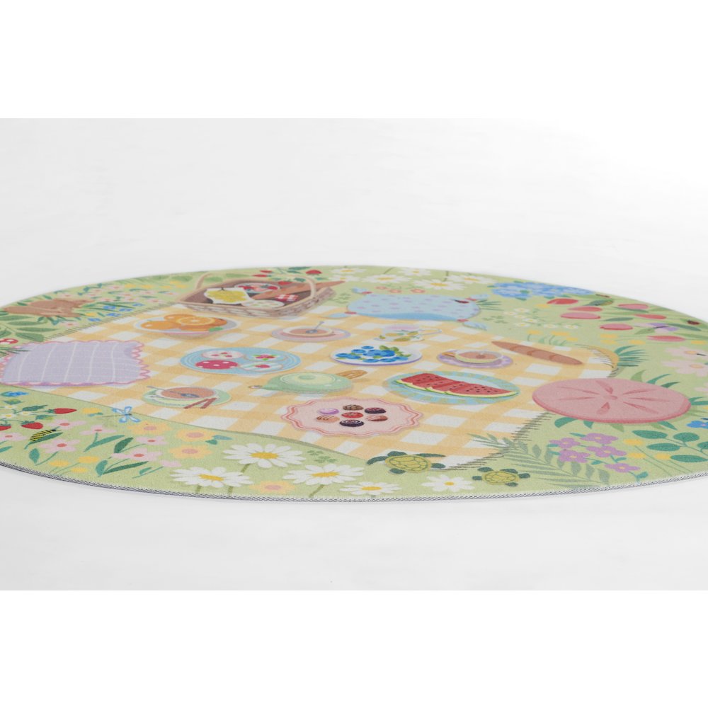 Playground Tea Party Green Kid Rug 4' X 4' Round. Picture 2
