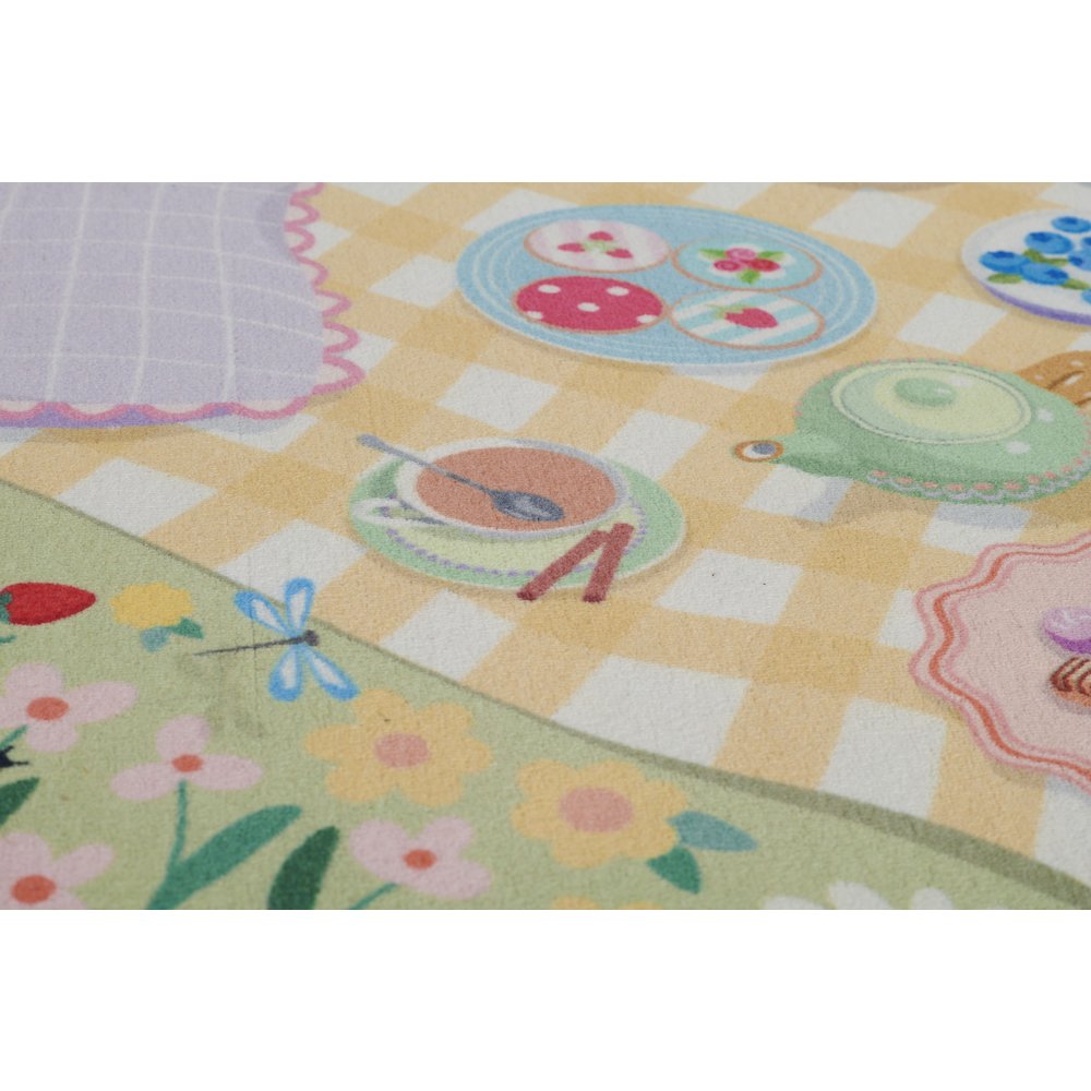 Playground Tea Party Green Kid Rug 4' X 4' Round. Picture 10