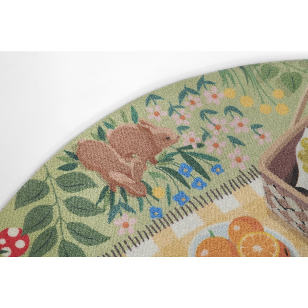 Playground Tea Party Green Kid Rug 4' X 4' Round. Picture 5