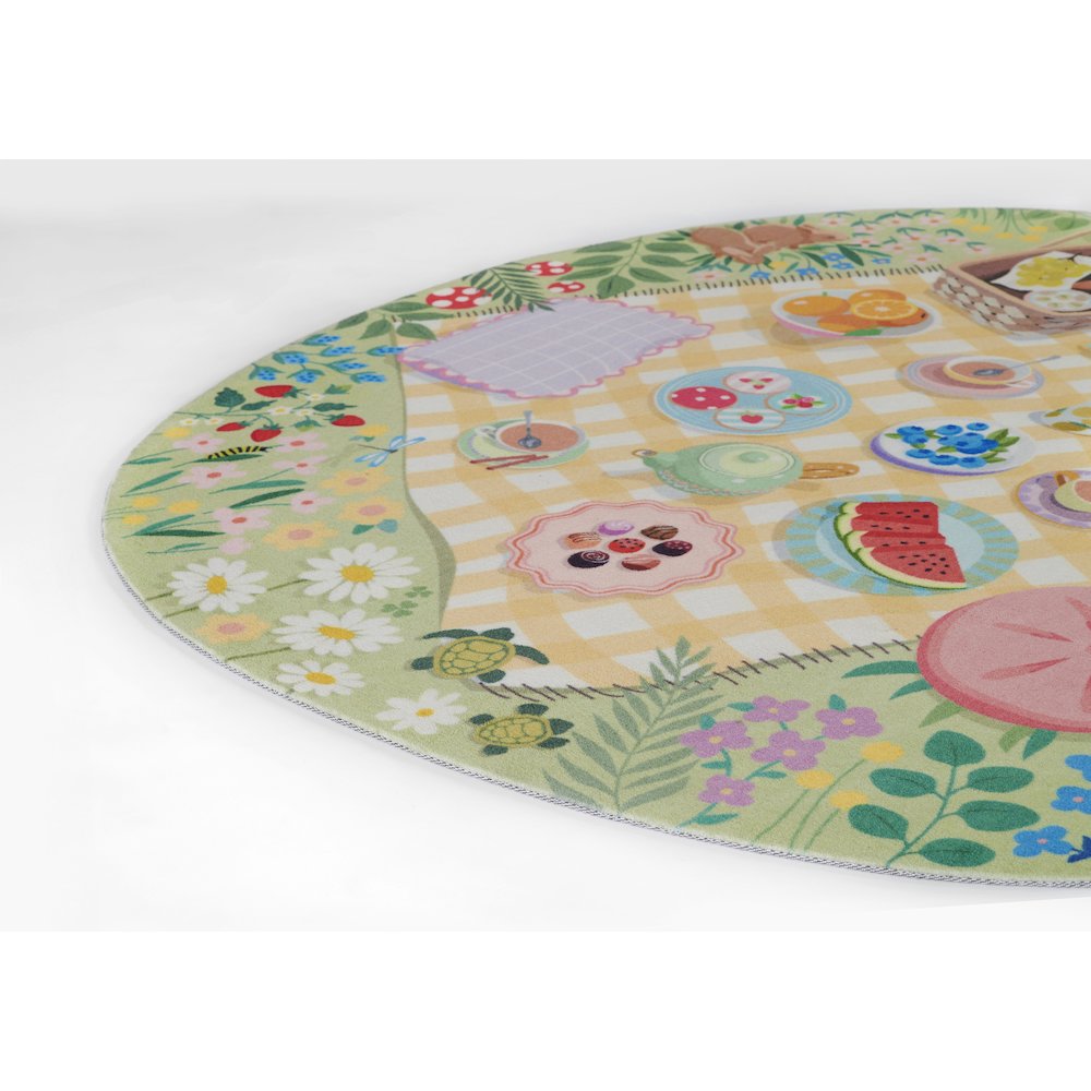 Playground Tea Party Green Kid Rug 4' X 4' Round. Picture 6