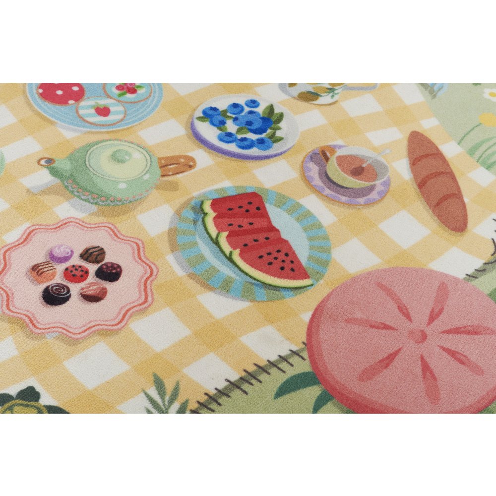 Playground Tea Party Green Kid Rug 4' X 4' Round. Picture 8