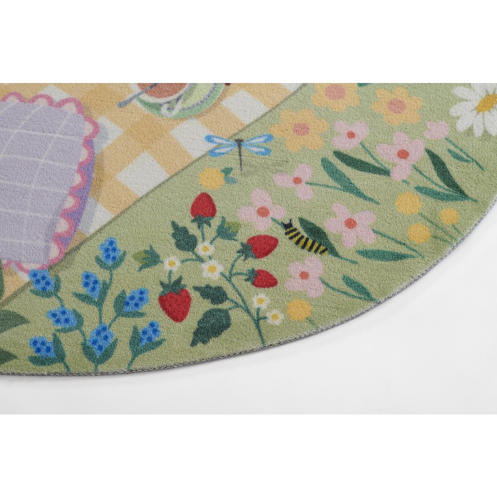 Playground Tea Party Green Kid Rug 4' X 4' Round. Picture 9