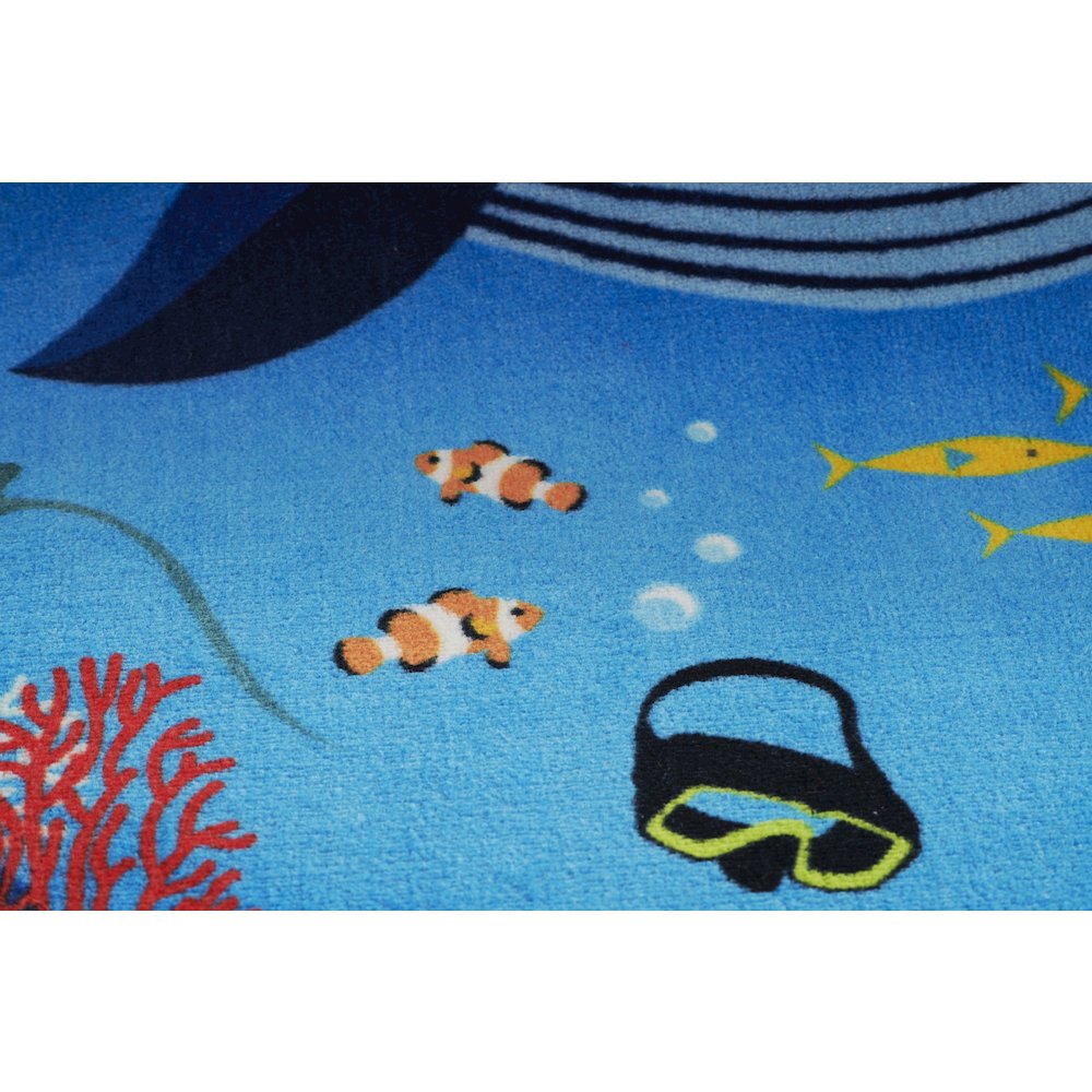 Playground Ocean Blue Kid Rug 4' X 4' Round. Picture 10