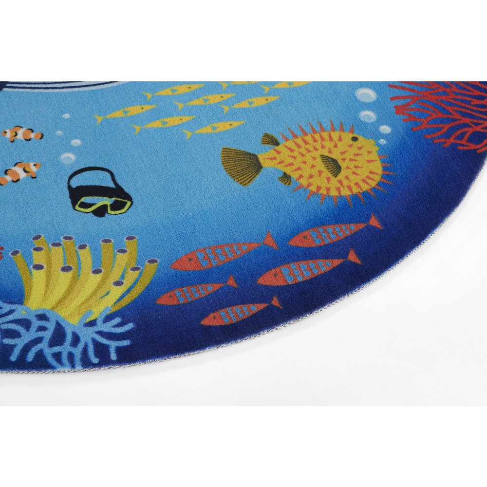 Playground Ocean Blue Kid Rug 4' X 4' Round. Picture 5