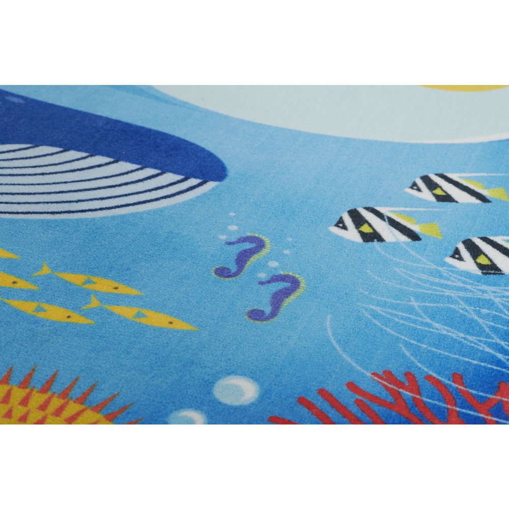 Playground Ocean Blue Kid Rug 4' X 4' Round. Picture 9