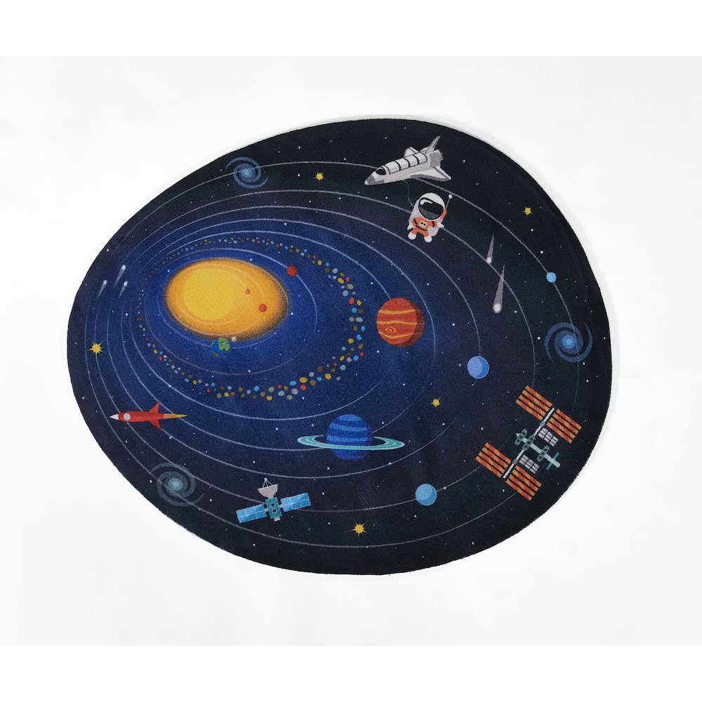 Playground Space Blue Kid Rug 4' X 4'4". Picture 1