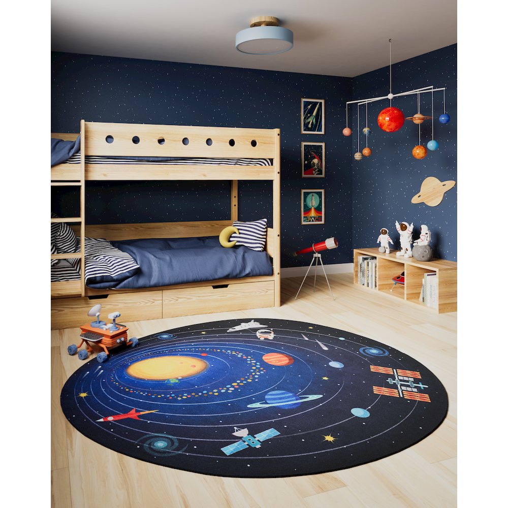 Playground Space Blue Kid Rug 4' X 4'4". Picture 8