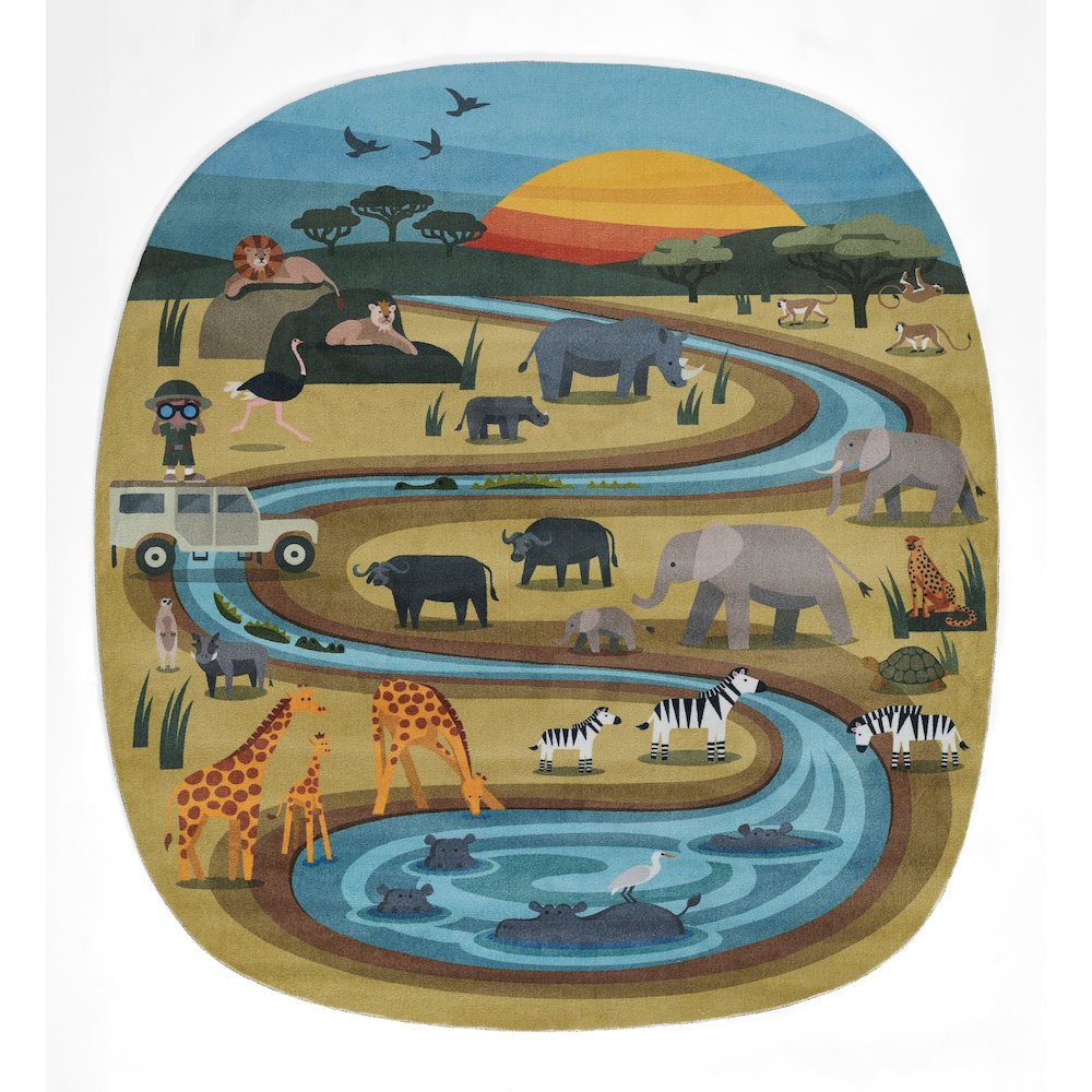 Playground Safari Multi Kid Rug 6' X 6'8". Picture 1