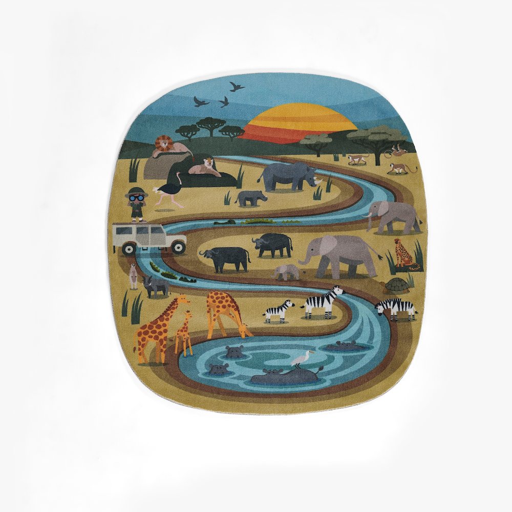 Playground Safari Multi Kid Rug 4' X 4'4". Picture 1