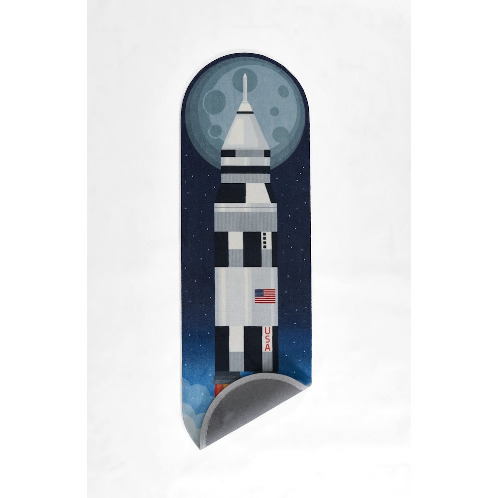 Playground Rocket Blue Kid Rug 2'4" X 7'7". Picture 3