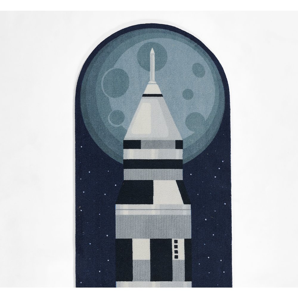 Playground Rocket Blue Kid Rug 2'4" X 7'7". Picture 5