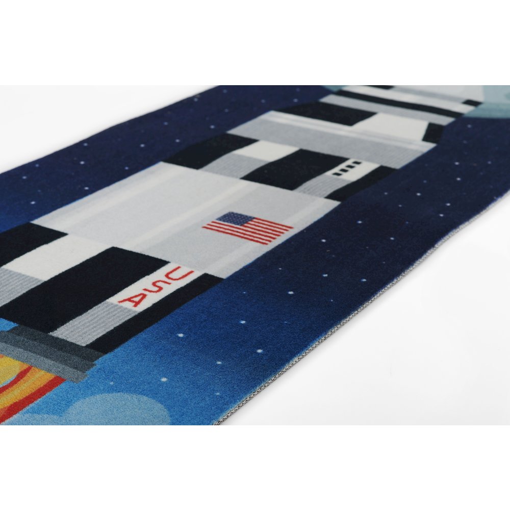 Playground Rocket Blue Kid Rug 2'4" X 7'7". Picture 6