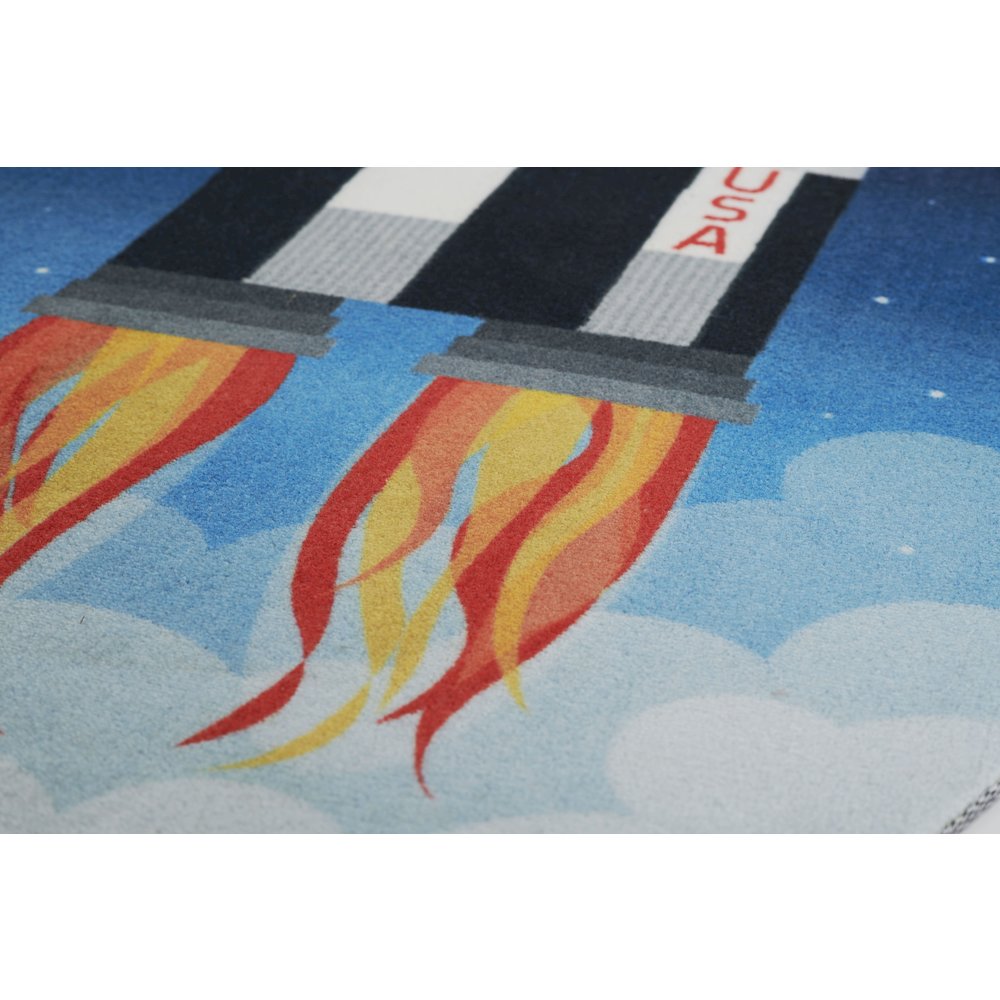Playground Rocket Blue Kid Rug 2'4" X 7'7". Picture 7