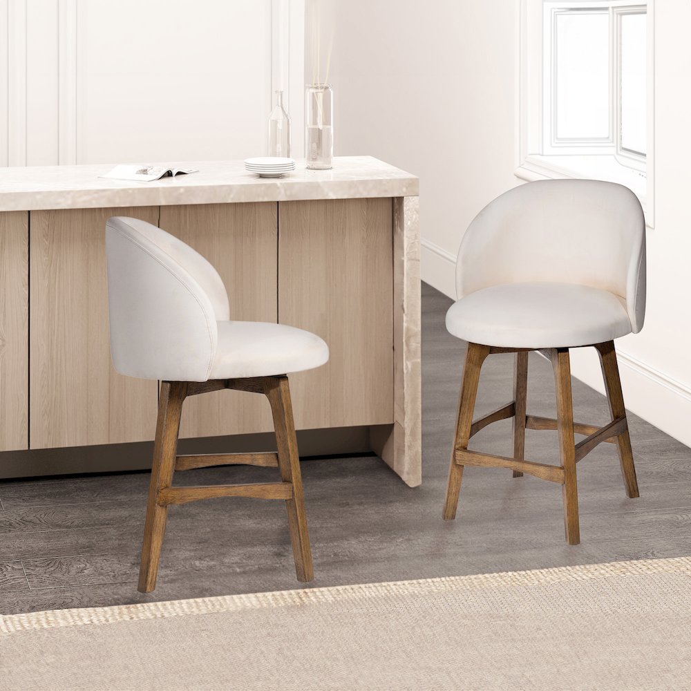 Garet Swivel Counter Stool - Rustic Natural Finish. Picture 3