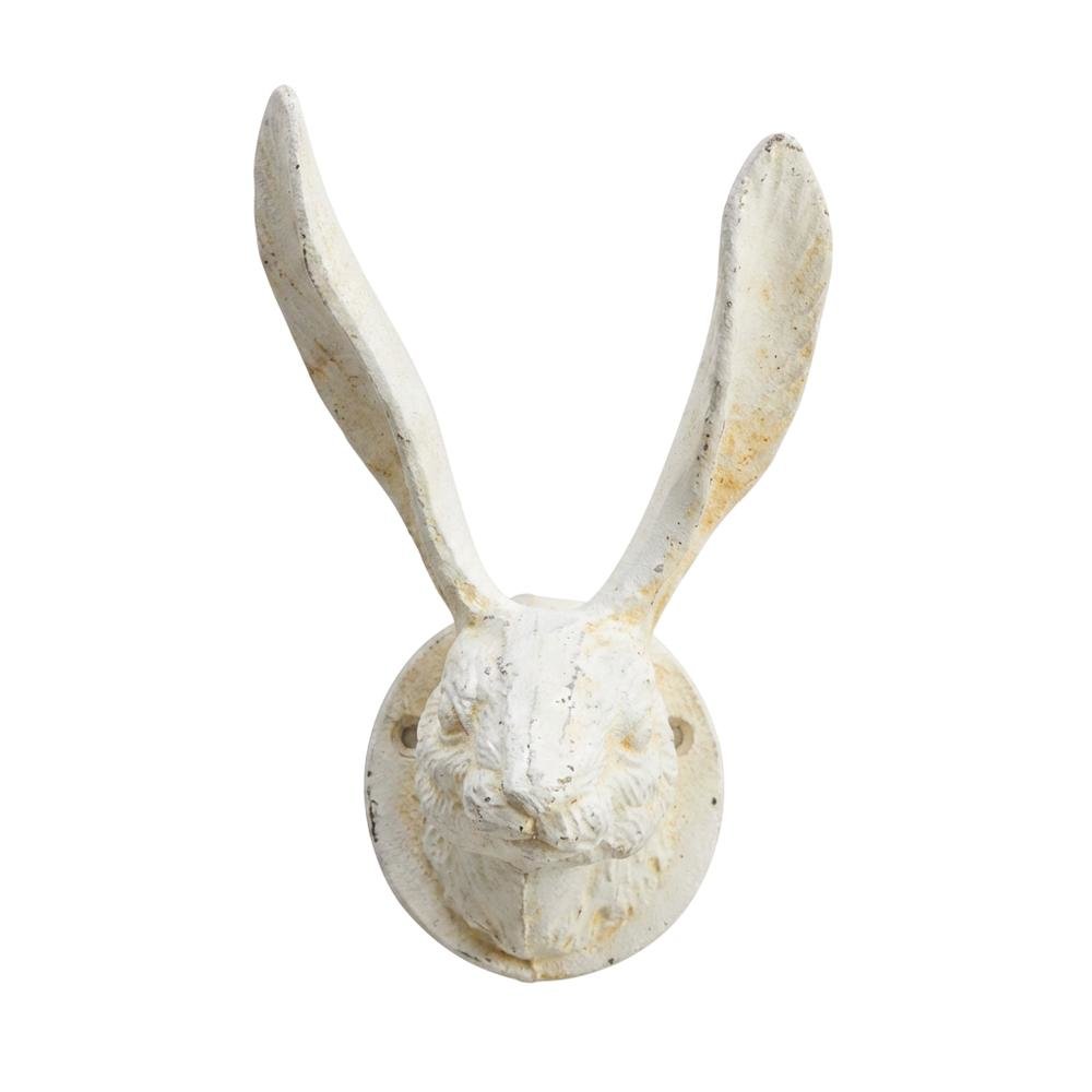 Cast Iron Rabbit Wall Hook - Antique White. Picture 1