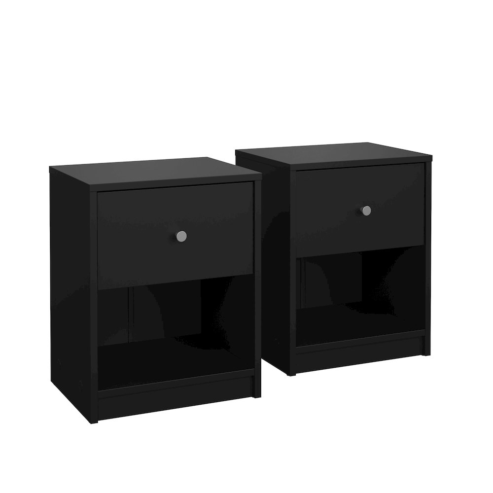 Portland 1 Drawer Nightstand - Set of 2, Black. Picture 9