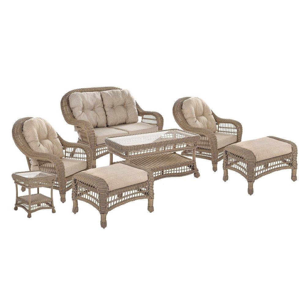 Outdoor Garden 7 Pc Conversation Set With Ottomans. Picture 1