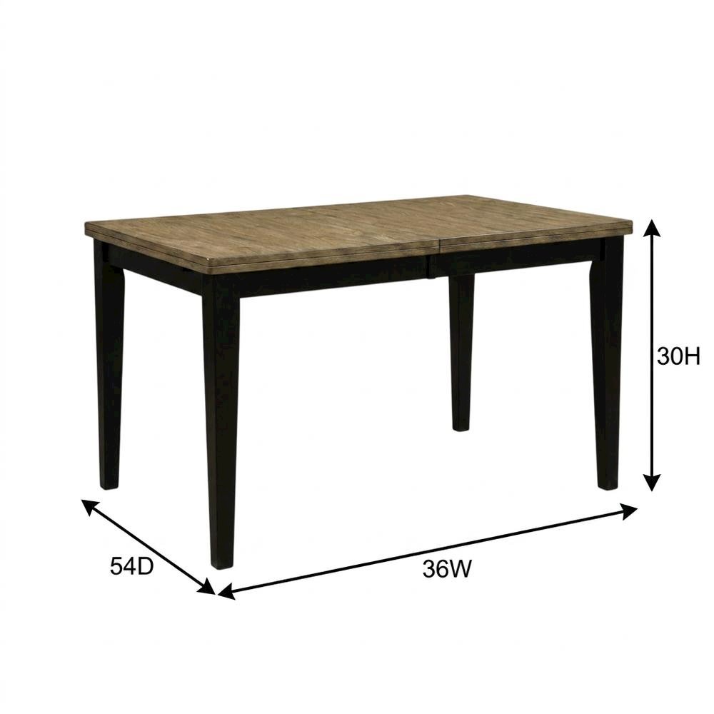 Chicory and black distressed wood dining table with adjustable length, seats six. Picture 7