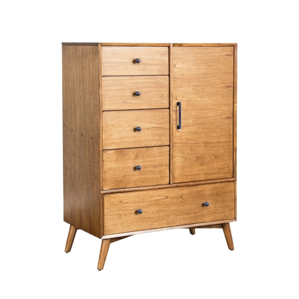Brown Solid Wood Storage Cabinet with Drawers, Small Cabinet for Bedroom. Picture 1