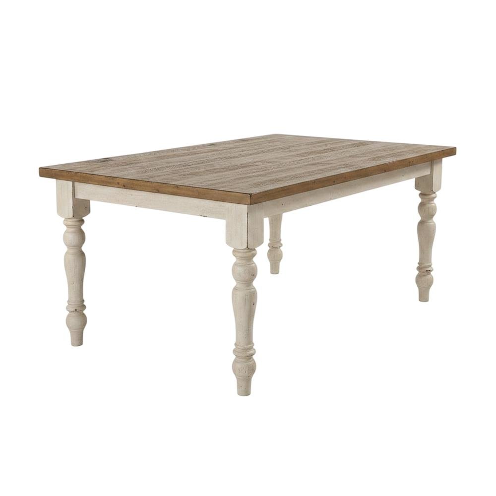 Antique White and Distressed Oak 6-Piece Dining Set with Chairs and Bench. Picture 4