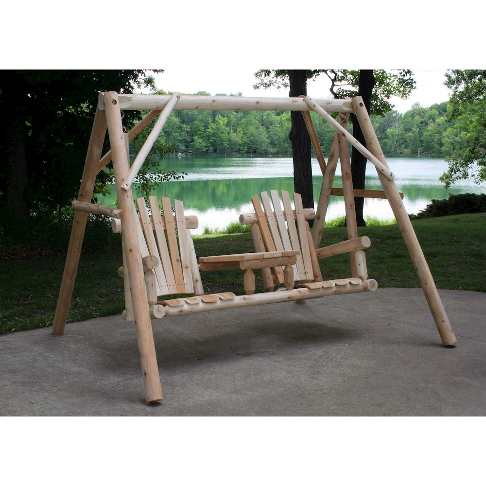 Cedar Log Tete-A-Tete Yard Swing. Picture 4