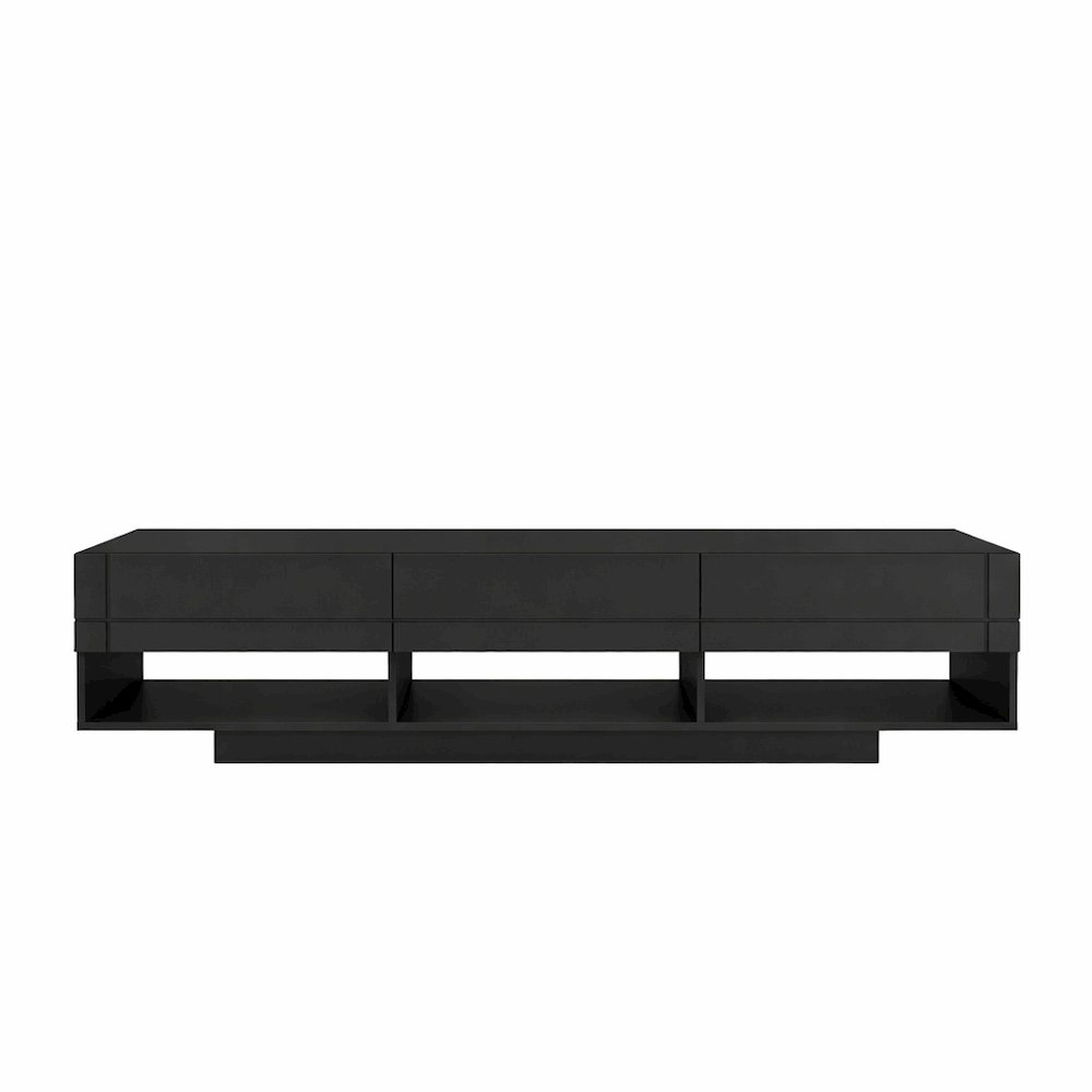 72-Inch Tv Stand With 3-Drawers In Black. Picture 1