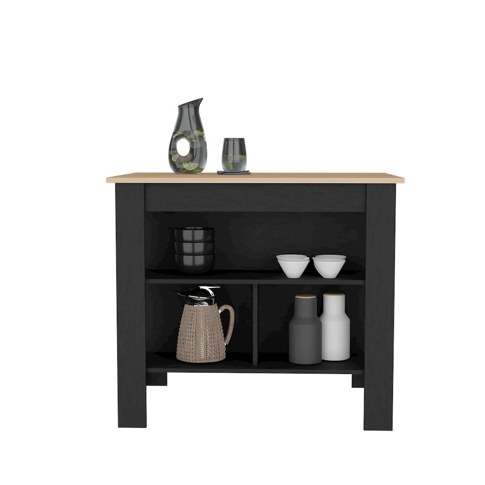 Cortes Kitchen Island Black- Light Pine MDF. Picture 4
